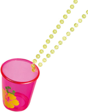 Rosa Shotglass med Hibiscus och Gul Pärlkedja