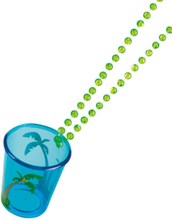 Blått Shotglas med Palmer och Grön Pärlkedja