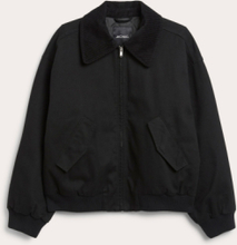 Corduroy collar bomber jacket - Black