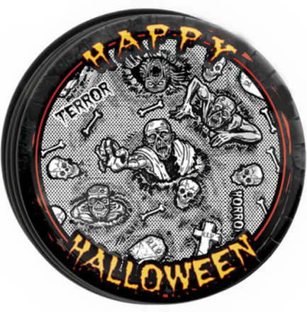 8 stk Zombie Halloween Papptallrikar 23 cm