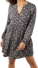 Tamaris IbizaKurz 1/1 Damen Mini-Kleid mit langen Ärmeln Web-Kleid mit floralem Allover-Print 66399409 Schwarz