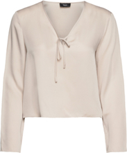 Tie V Nk Crop Bl.mod Designers Blouses Long-sleeved Beige Theory