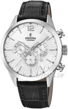 Festina F20542-1 Timeless Silverfärgad/Läder Ø44 mm