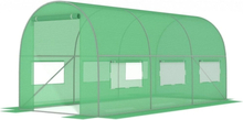 Folieväxthus med fönster 450x200x200 cm – Grönt – Trädgårdsväxthus