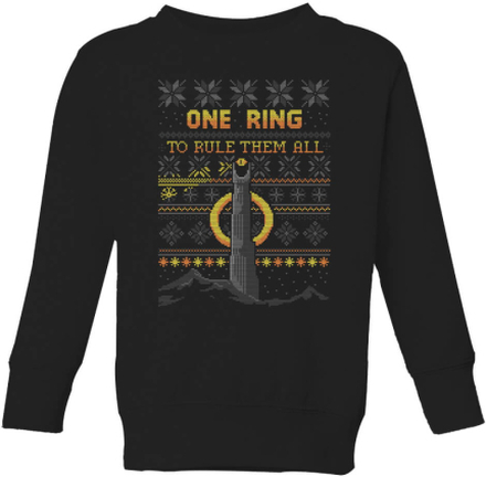 The Lord of the Rings One Ring Kids' Christmas Sweatshirt in Black - 7-8 Years