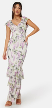 Goddiva Floral Ruffle Hem Maxi Dress Multi L (UK14)