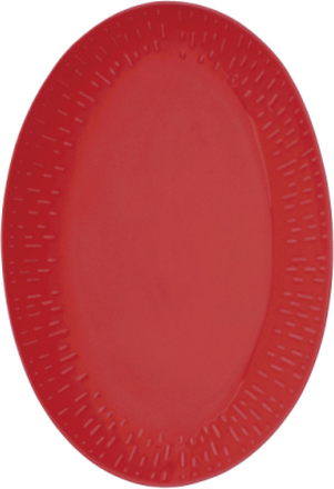 Confetti Oval Dish W/Relief 1 Pcs. Giftbox Home Tableware Serving Dishes Serving Platters Red Aida