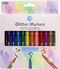 Glitter Fiberpennor 12-P Toys Creativity Drawing & Crafts Drawing Coloured Pencils Multi/patterned Sense
