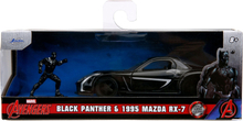 Jada Hollywood Rides 1:32 Scale Diecast Mazda RX-7 Widebody With Black Panther Figure