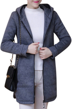 Solid Zipper Hooded Thick Casual Coat