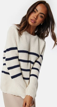 ONLY Bella Life LS O-Neck Knit Pumice Stone Stripes M