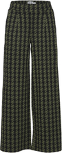 "Ihkate Houndstooth Wide Pa Bottoms Trousers Wide Leg Green ICHI"