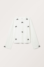 Long Sleeve Bow Top - White