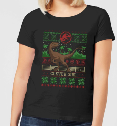 Jurassic Park Clever Girl Women's Christmas T-Shirt - Black - L