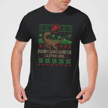 Jurassic Park Clever Girl Men's Christmas T-Shirt - Black - XL