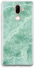 Nokia 7 Plus Transparant Hoesje (Soft) - Groen marmer