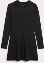 Long sleeve hooded mini dress - Black