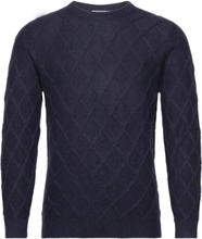 Man O-Neck Cable Sweater Designers Knitwear Round Necks Navy Davida Cashmere