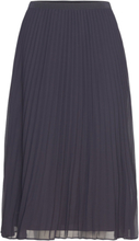 Pleated Solid Skirt Knælang Nederdel Blue French Connection