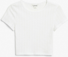 Cropped pointelle top - White