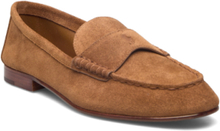 Embossed-Pony Suede Penny Loafer Loafers Flade Sko Brown Polo Ralph Lauren