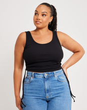 Nelly - Crop tops - Sort - Drawstring Basic Top - Toppe & t-shirts