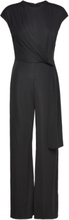 Tie-Front Jersey Wide-Leg Jumpsuit Bottoms Jumpsuits Black Lauren Ralph Lauren