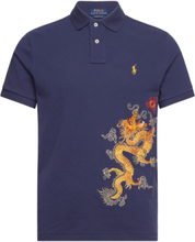 "Lunar New Year Dragon Mesh Polo Shirt Tops Polos Short-sleeved Navy Polo Ralph Lauren"