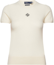 Monogram Cashmere Sweater Tee Tops T-shirts & Tops Short-sleeved Cream Polo Ralph Lauren