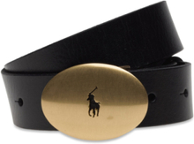 Polo Id Oval-Buckle Vachetta Belt Bælte Black Polo Ralph Lauren