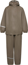 Basic Rainwear Set -Pu Outerwear Rainwear Rainwear Sets Brown CeLaVi