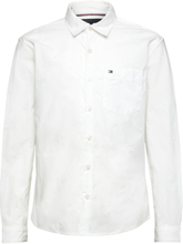 Monogram Embroidery Shirt L/S Tops Shirts Long-sleeved Shirts White Tommy Hilfiger