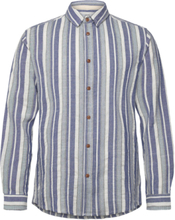 Akleif L/S Cot Stripe Tops Shirts Casual Blue Anerkjendt