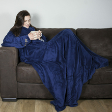 Snug Rug Deluxe fleece deken met mouwen - Navy