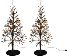 Set van 2x stuks verlichte bruine lichtbomen/kunststof bomen/kerstbomen met 380 led lichtjes 108 cm