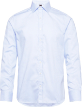 Slim Fit Cut Away Non Iron Banker Stripe Designers Shirts Business Blue Oscar Jacobson