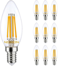 Flerpack 10x Noxion Lucent LED E14 Kronljus Filament Klar 4.5W 470lm - 827 Extra Varm Vit | Dimbar - Ersättare 40W