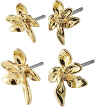 Riko Recycled Earrings, 2-In-1 Set Accessories Jewellery Earrings Studs Gold Pilgrim