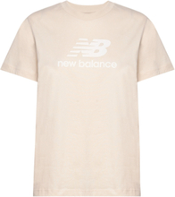 New Balance Jersey Stacked Logo T-Shirt Sport T-shirts & Tops Short-sleeved Cream New Balance