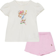 Polo Bear Jersey Tee & Mesh Short Set Sets Sets With Short-sleeved T-shirt Multi/patterned Ralph Lauren Baby