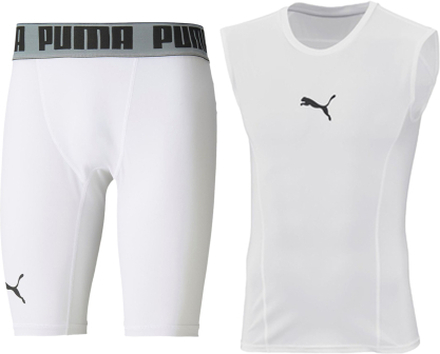 Puma BBall Compression Shorts oder Compression SL Shirt Herren Kompressions-Bekleidung in Weiß
