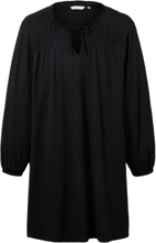 TOM TAILOR Midi-Kleid knielanges Damen Jersey-Kleid mit Kordeldetails 73577541 Schwarz