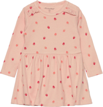 Dress Ls Aop Rib Dresses & Skirts Dresses Baby Dresses Long-sleeved Baby Dresses Pink Minymo
