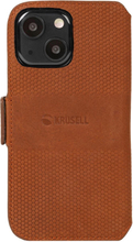 Krusell: Leather Phone Wallet iPhone 13 Mini Cognac