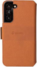 Krusell: Leather Phone Wallet Galaxy S22 Cognac