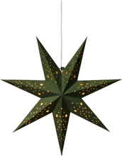Paper Star Velvet 60Cm 7Points Home Decoration Christmas Decoration Christmas Lighting Christmas Starlights Green Konstsmide