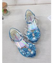 Błękitne brokatowe buty dla dziewczynki z kryształkami sandały dla dziewczynki 1788