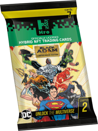 DC Unlock The Multiverse Black Adam 24 - Pack Mega Booster Box - Hro Hybrid NFT Trading Cards, 168 Cards