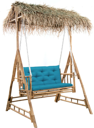 vidaXL 2-sits hammock med palmblad och dyna bambu 202 cm