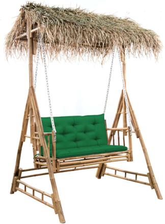 vidaXL 2-sits hammock med palmblad och dynor bambu 202 cm